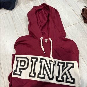 Victoria's Secret Burgundy Hoodie with White Accents